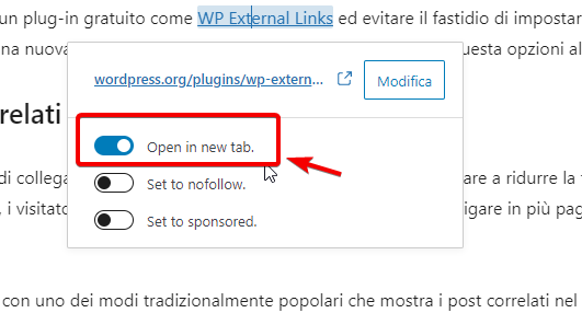 Aprire i link esterni in nuove schede browser